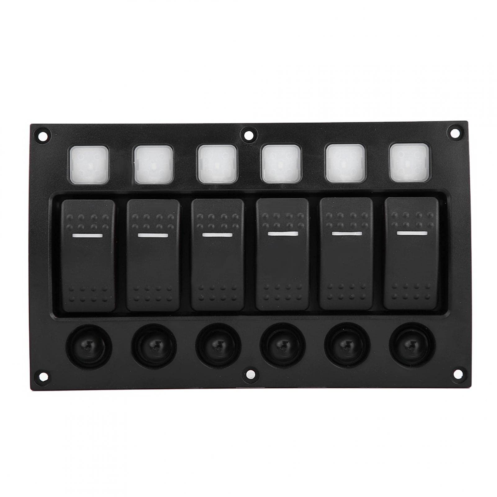 Pannello interruttori a levetta per barca, 6P 12/24V Car Boat RV Yacht Pannello interruttori a levetta on/off con indicatore luminoso a LED Interruttore automatico nero