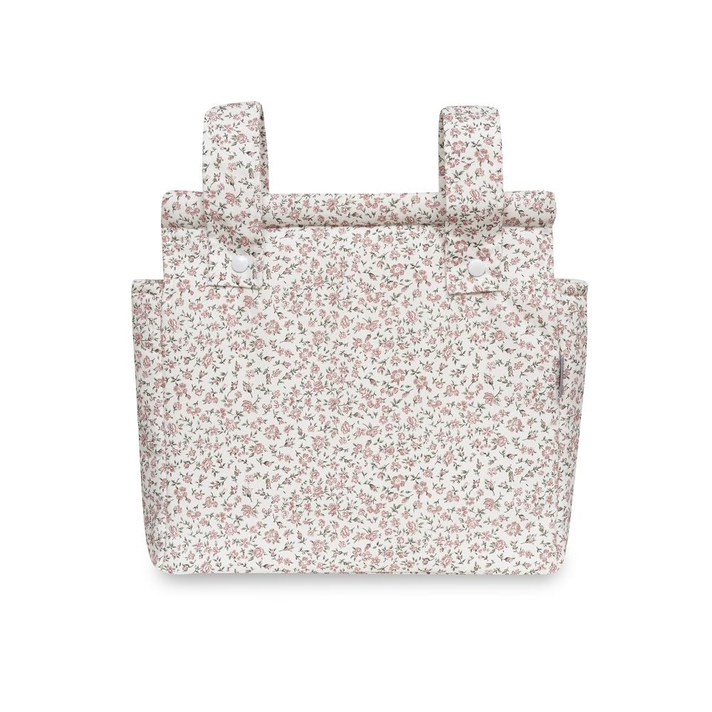 Danielstore Bolso Carrito Bebé – Bolsa Panera de Algodón para Carro de Bebé, 34x34 cm, 2 Compartimentos con Cremallera, Organizador para Paseo