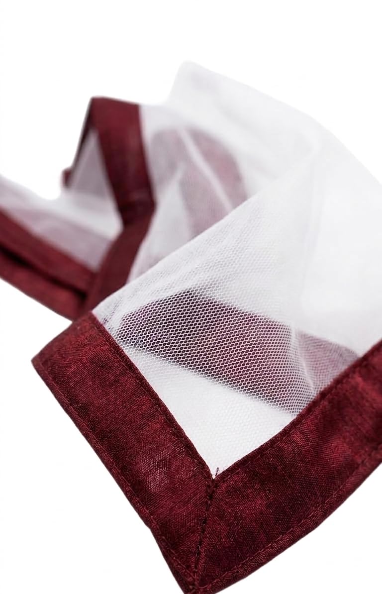 Women's Sheer Net Dupatta with Satin Border - Maroon-image-40