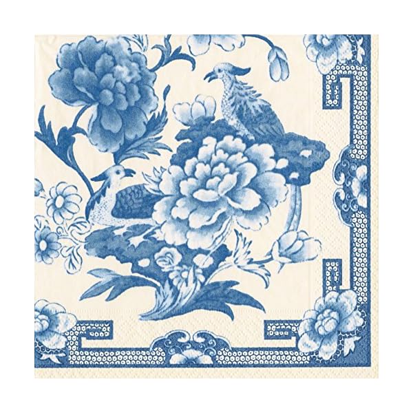 Entertaining mit Caspari Cocktail-Serviette, Blau und Weiß, Box von 40