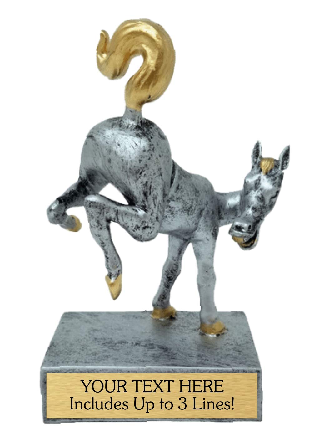 Last Place Trophy for Loser - Bobblehead Horse Butt Award for Last Place Jackass Funny Gift for Co-Worker - 5.5 inch, Silver- Customize it Now with Engraved Personalized Text -Donkey Loser Trophies