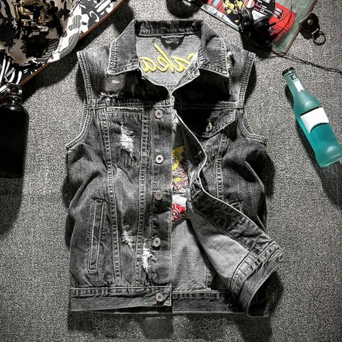 Chaleco vaquero rasgado estilo punk con acabados retro exclusivos 6
