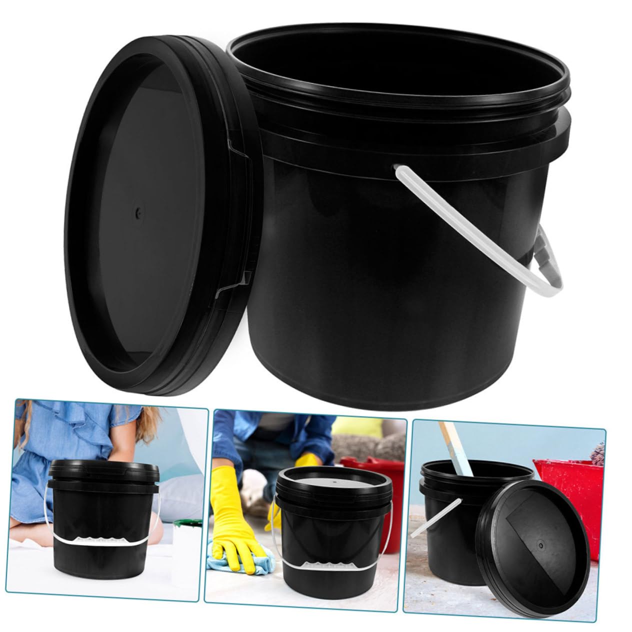 Hemobllo Cubeta de Plástico Reusable Asa Pintura y Almacenamiento Práctico Uso Profesional y DIY