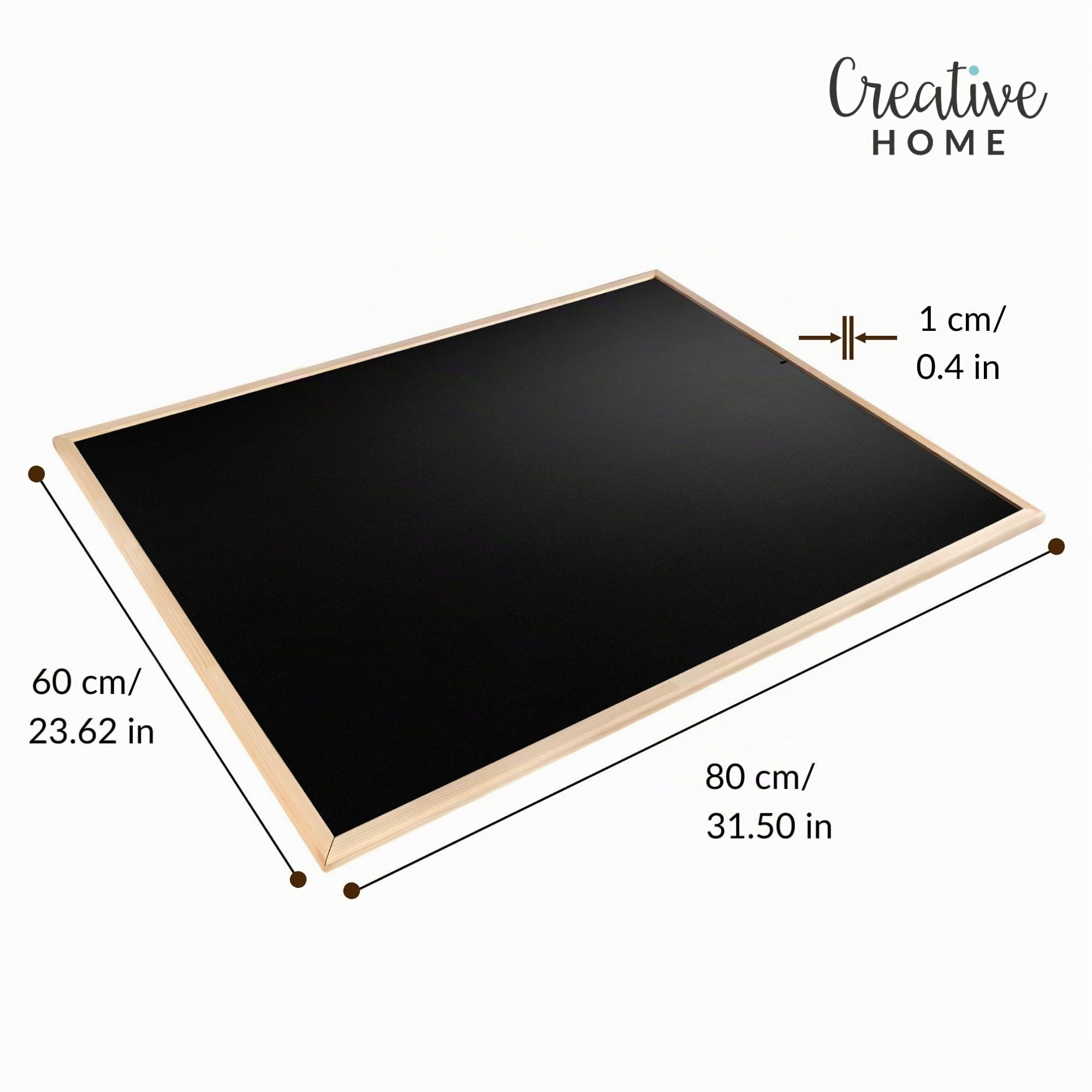 Creative Home 80 x 60 cm Kreidetafel Große Schwarz Blackboard | Tafel Hergestellt in der EU | Schiefertafel Wandtafel Kinder Pinnwand Memoboard Holzrahmen | Schreibtafel für Büro, Schule, Zuhause
