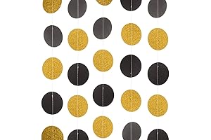 Black and Glitter Gold Paper Garland