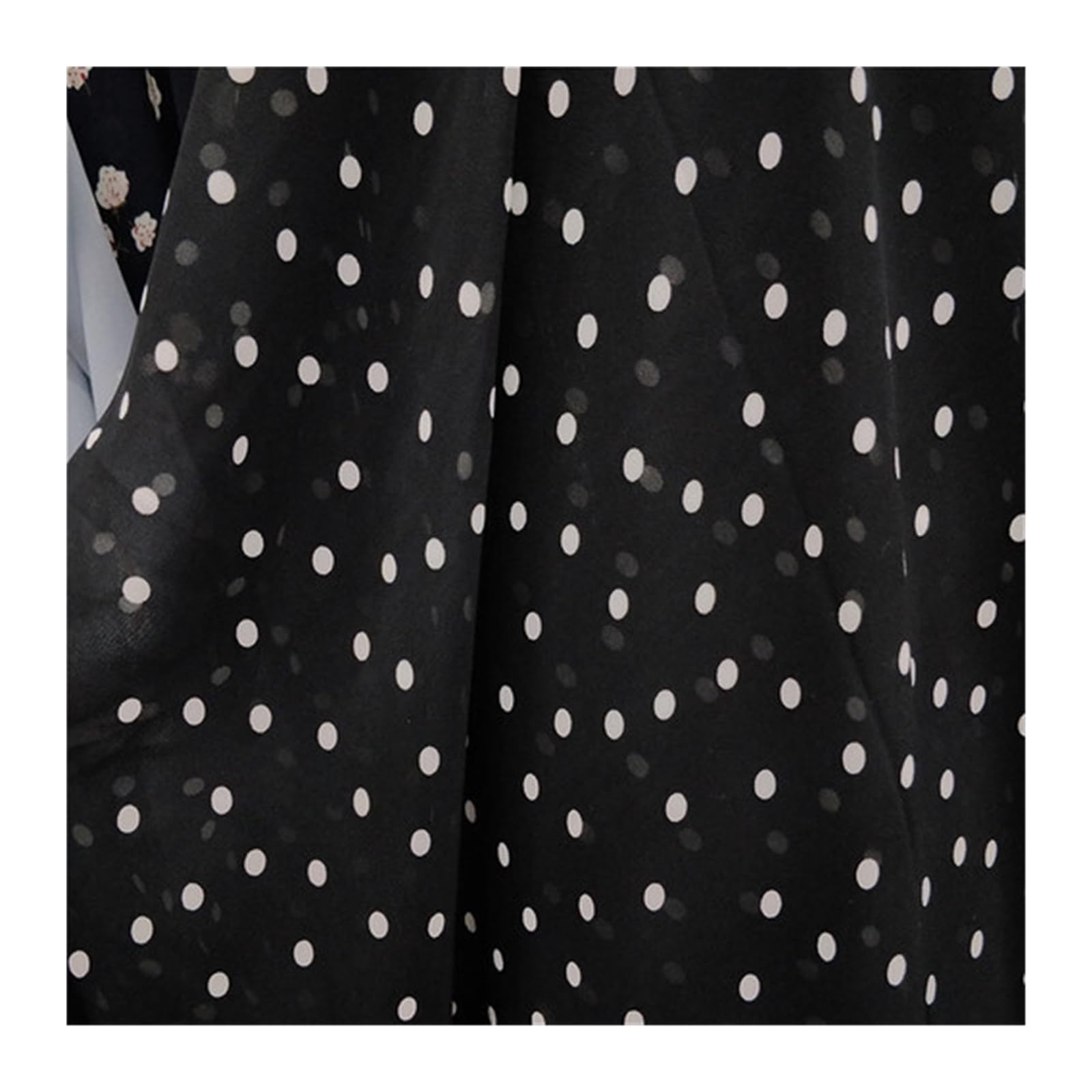 Polka Dots Fabric Polka Dots Pearl Chiffon Fabric By The Meter for Clothing Dresses Shirts Sewing Printed Drape Thin Soft Cloth(Black and White dots)