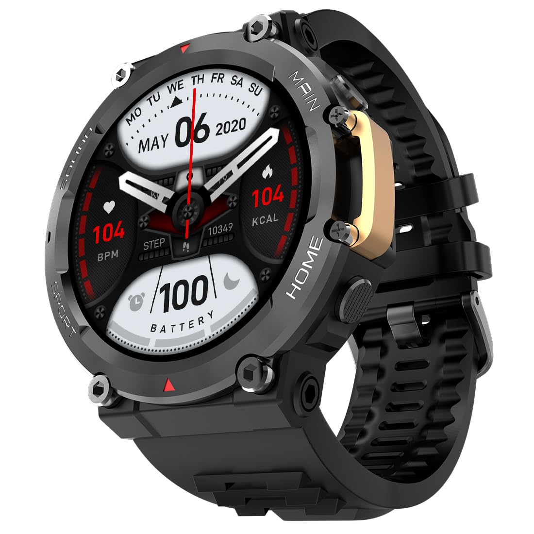 Fire-Boltt Artillery 38.1mm (1.5 inch) HD Display Smart Watch, Shockproof Design, Rugged Looks, Motion Sensor Gaming, 320 mAh Battery, Bluetooth Calling, 100+ Sports Modes, Inbuilt Games (Black)