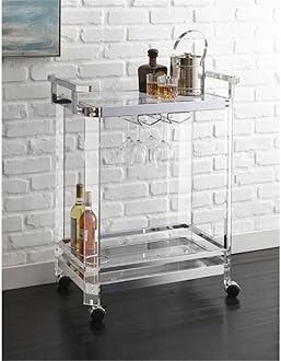 BOWERY HILL Acrylic Bar Cart in Chrome