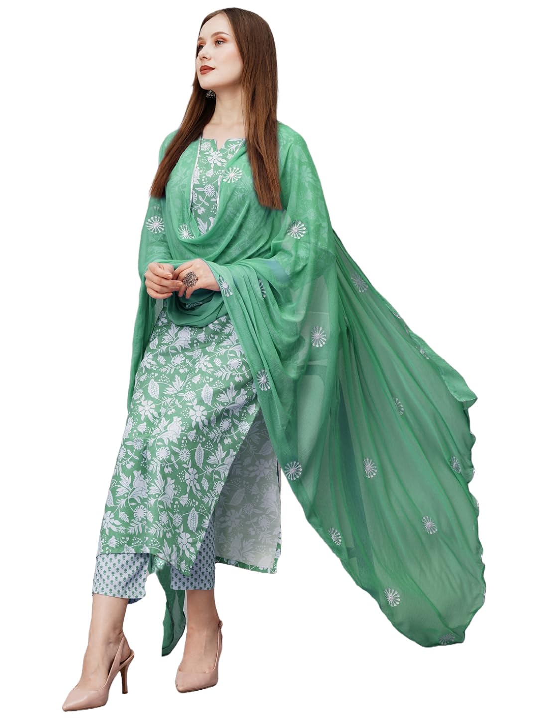 GoSriKi MEI-NW_GS Women's Kurta with Trousers and Dupatta (Pack of 1)