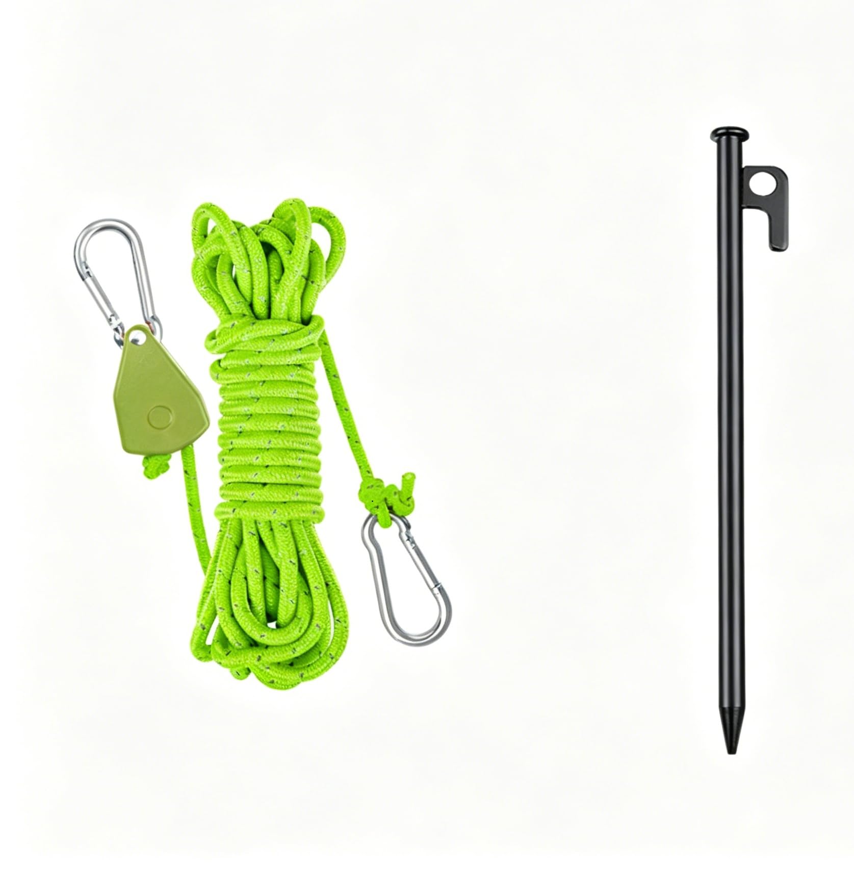 Zeltheringe Set,Abspannseile,Zeltschnur,Für Outdoor Camping（Grün-25cm