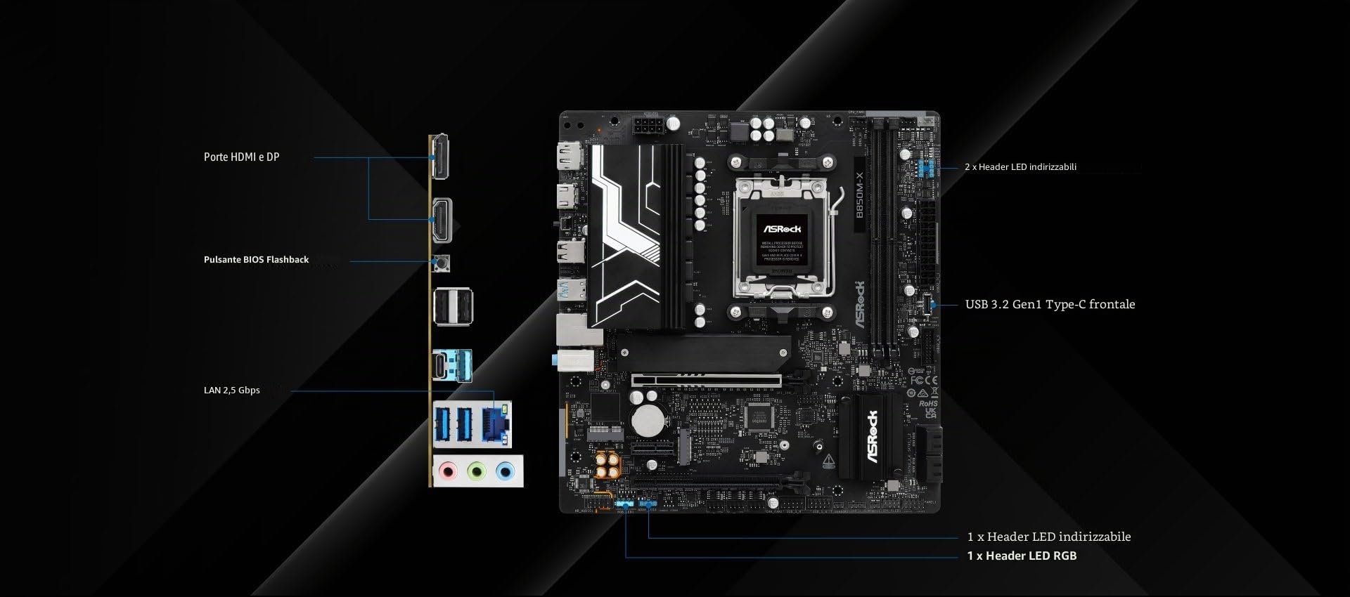 Asrock B850M-X R2.0 Amd B850 Socket Am5 Micro Atx (asrock B850M-X Amd Am5 Socket Motherboard, MicrO-Atx, 2x Ddr5 Slots, 2x M.2 Sockets, 2.5gbe Lan, 1