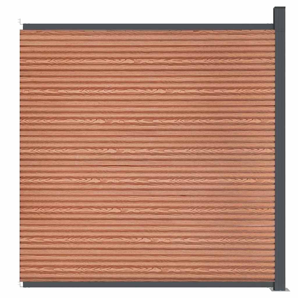 Pannello di recinzione Marrone 173x186 cm WPC, Recinzione da giardino all'aperto Decorativa pannelli recinto Animale per cortile, Posteriore, Patio, Terrazza