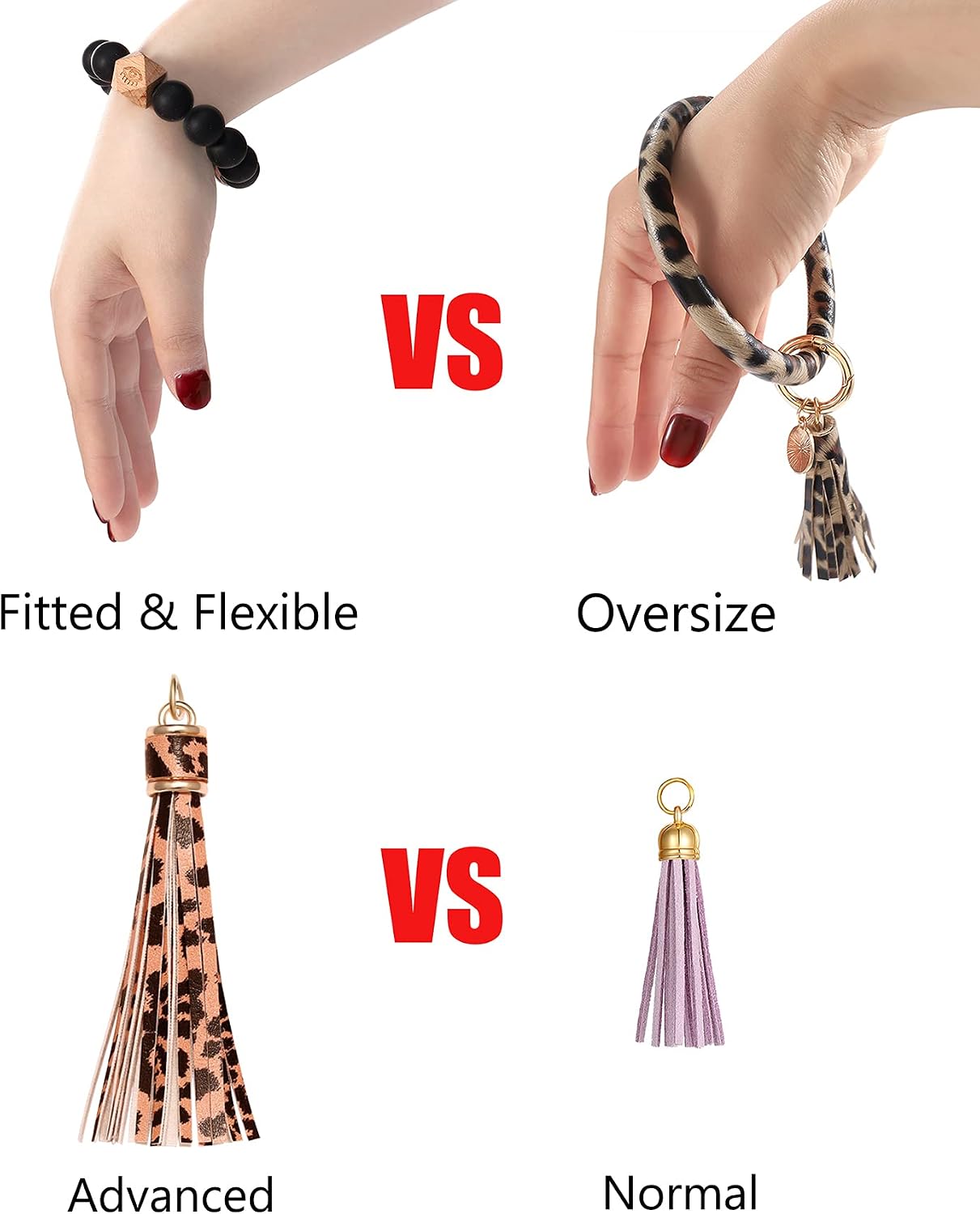 BVGA Wristlet Keychain Bracelet Wallet, Silicone Bead keyring Bangle for Women