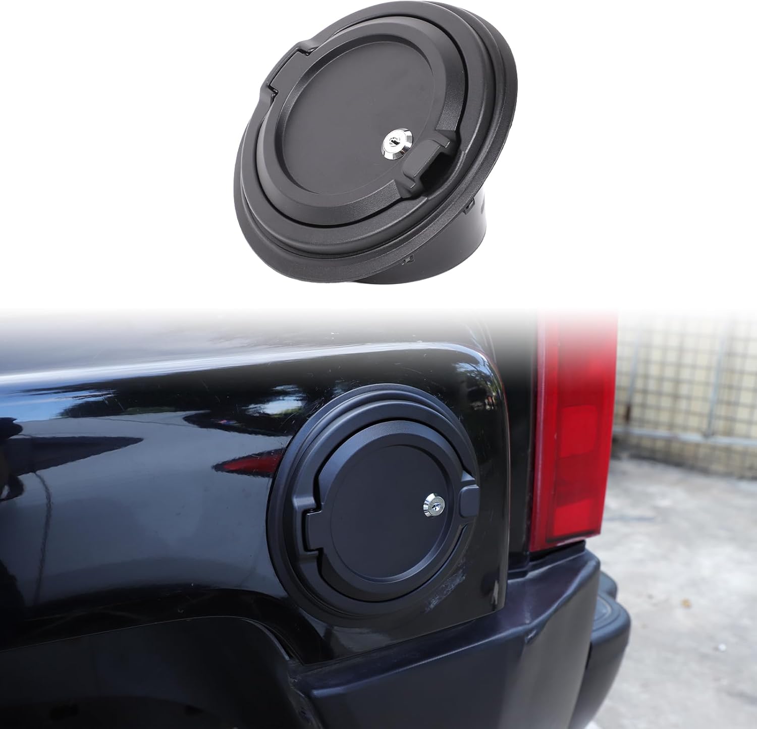 PIUGILH Locking Fuel Filler Tank Door Compatible with Hummer H3 2005-2009 Exterior Accessories, Lock Fuel Filler Tank Door Gas Tank Cap Cover (Black)