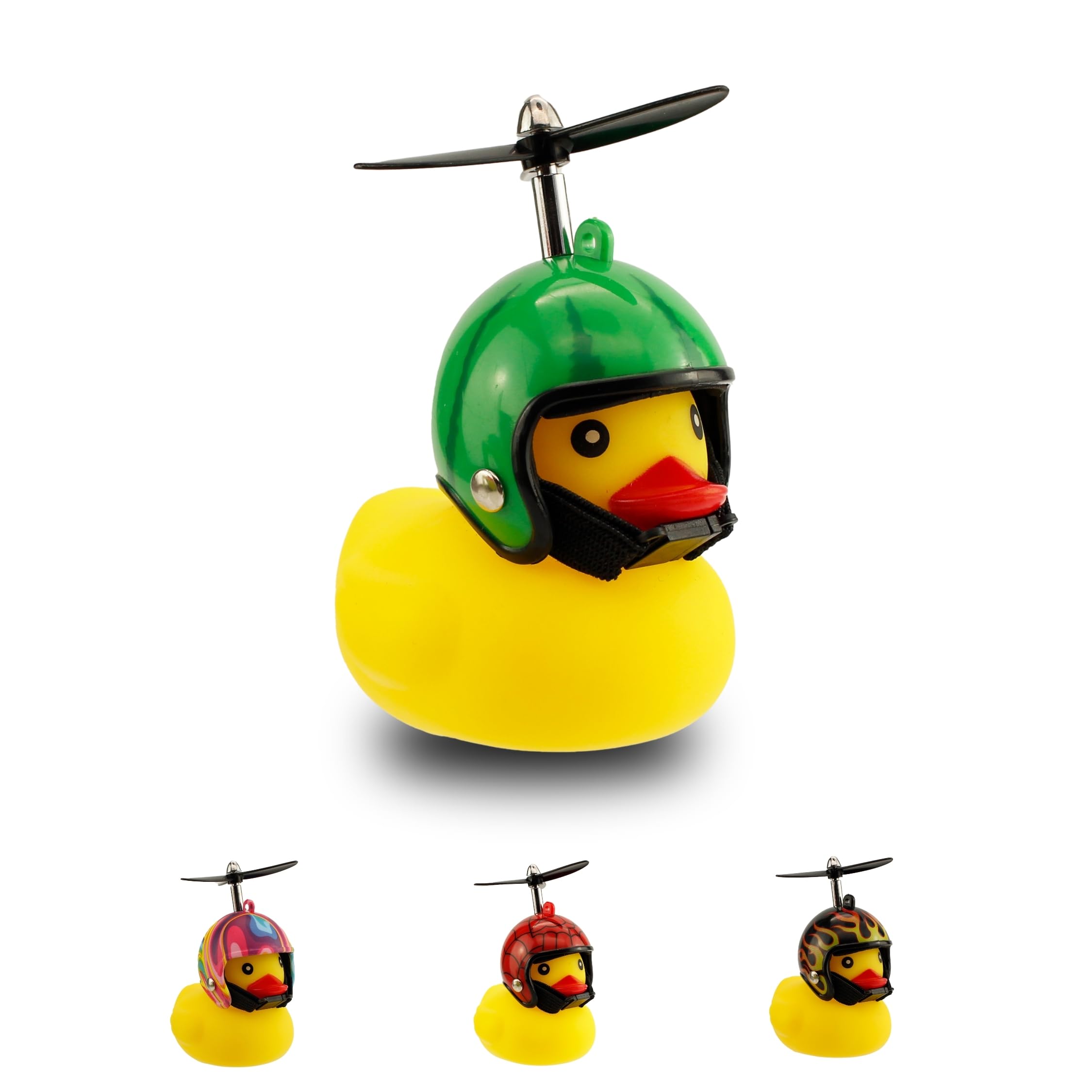 Winkee - Fahrrad Quietscheente mit Helm & Propeller | Die süße Fahrradhupe I Fahrrad Zubehör I Ente Fahrrad mit Helm