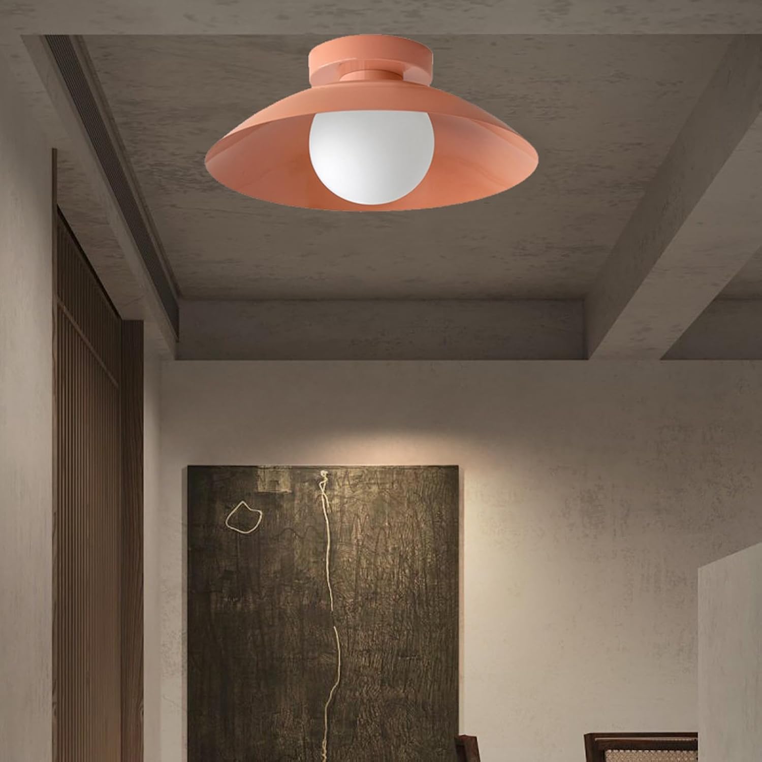 Lampa sufitowa do przedpokoju, balkonu, małych kremowych lamp sufitowych, do montażu półpłaskiego, żelaznego abażuru, korytarza, ganku, oświetlenia szatni, lampy sufitowej