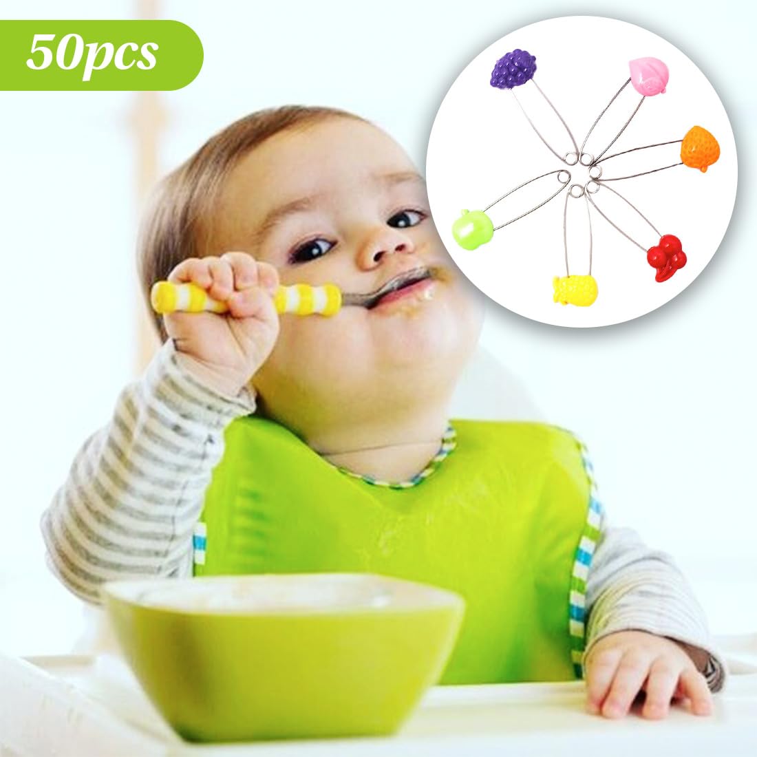 Épingles à Couches en Acier Inoxydable 50 Pièces Assorties pour Bébé Sécurité