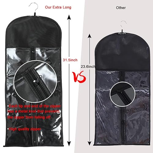 Miniatura 4 de Soporte para extensiones de cabello, bolsa de almacenamiento extra larga para pelucas con colgador para múltiples pelucas, bolsas portátiles para