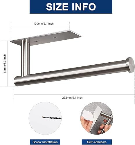 Miniatura 2 de NearMoon Toallero de mano autoadhesivo, barra de toalla de mano de acero inoxidable a prueba de óxido para baño, cocina, adhesivo y montaje en pared