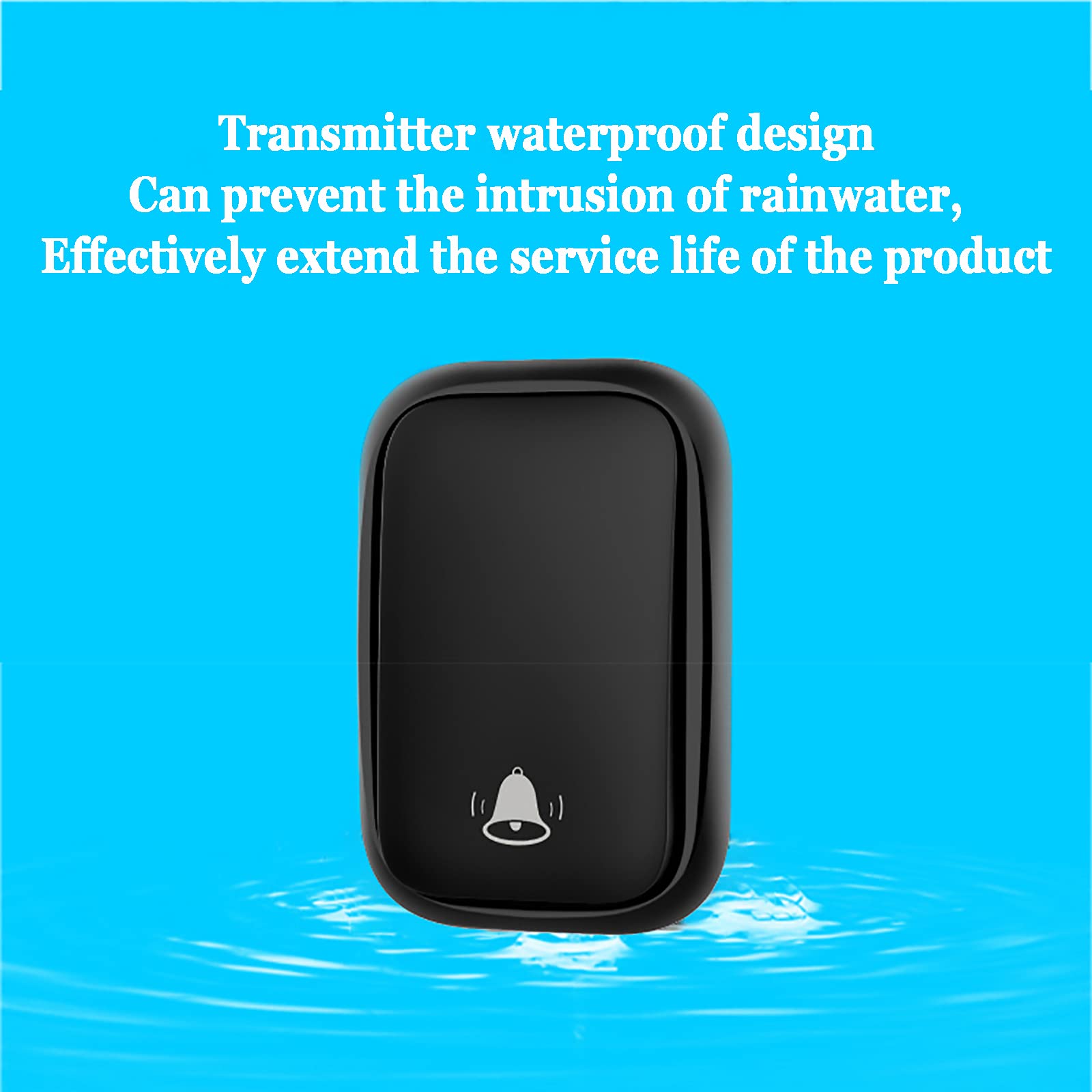 Campanello wireless autoalimentato, campanelli a lungo raggio da 490 piedi, campanello impermeabile IP44, 1 pulsante e 3 ricevitori plug-in Kit campanello senza fili, 60 campanelli, 5 volumi L, nero