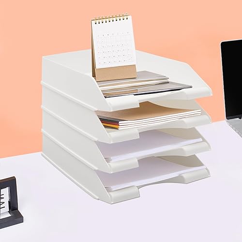 Miniatura 9 de 16 bandejas de plástico para papel, organizador de escritorio de escritorio, bandeja organizadora de cartas para soporte de papel de escritorio