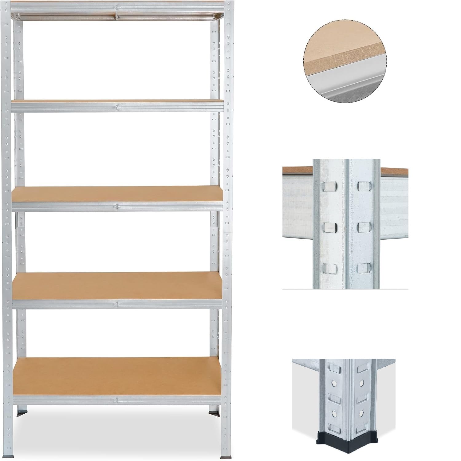 Lot 2 Étagères Verticales de Rangement 5 Niveaux,Structure Robuste,Planches Réglables,pour Cuisine,Salon,Bureau,Garage (2)