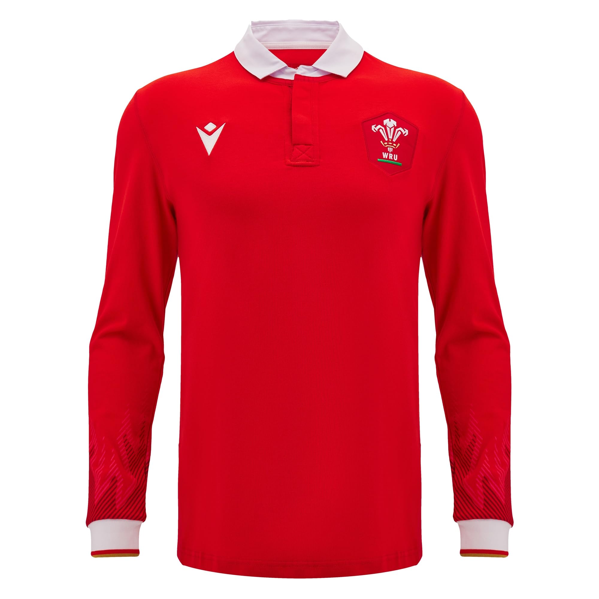 Macron Men's Red Wales Wru 2024/25 Adults Long Sleeve Cotton Rugby Shirt (Uk, Alpha, 4XL, Regular, Regular, )