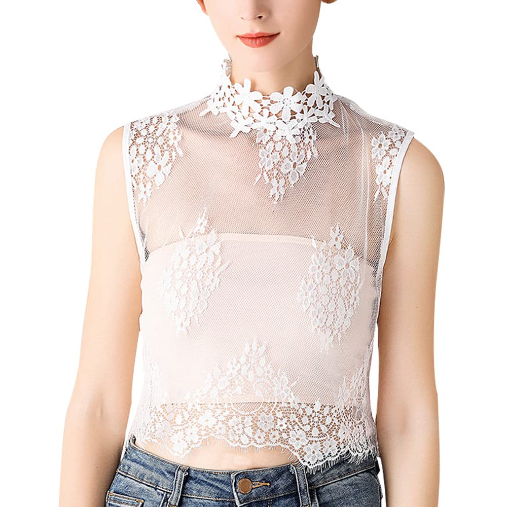 Loudsung Women's Design-B Detachable Half Shirt Blouse False Collar Elegant Fake Collar Hollow Lace For Girls