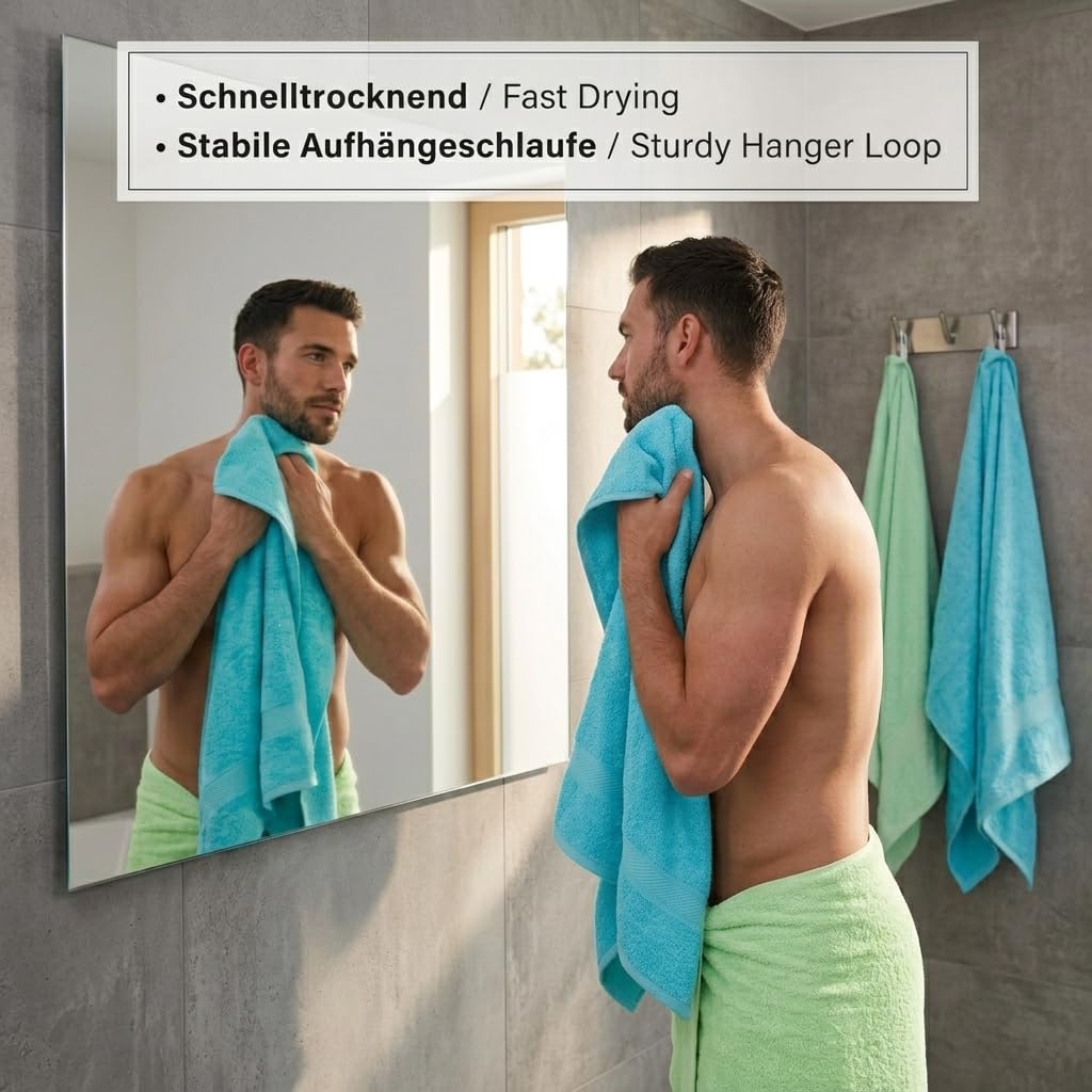 Betz 4 Stück Duschtücher Set Duschtuch Duschhandtuch Strandlaken Badetuch Palermo 100% Baumwolle Größe 70 x 140 cm Farbe grün und türkis