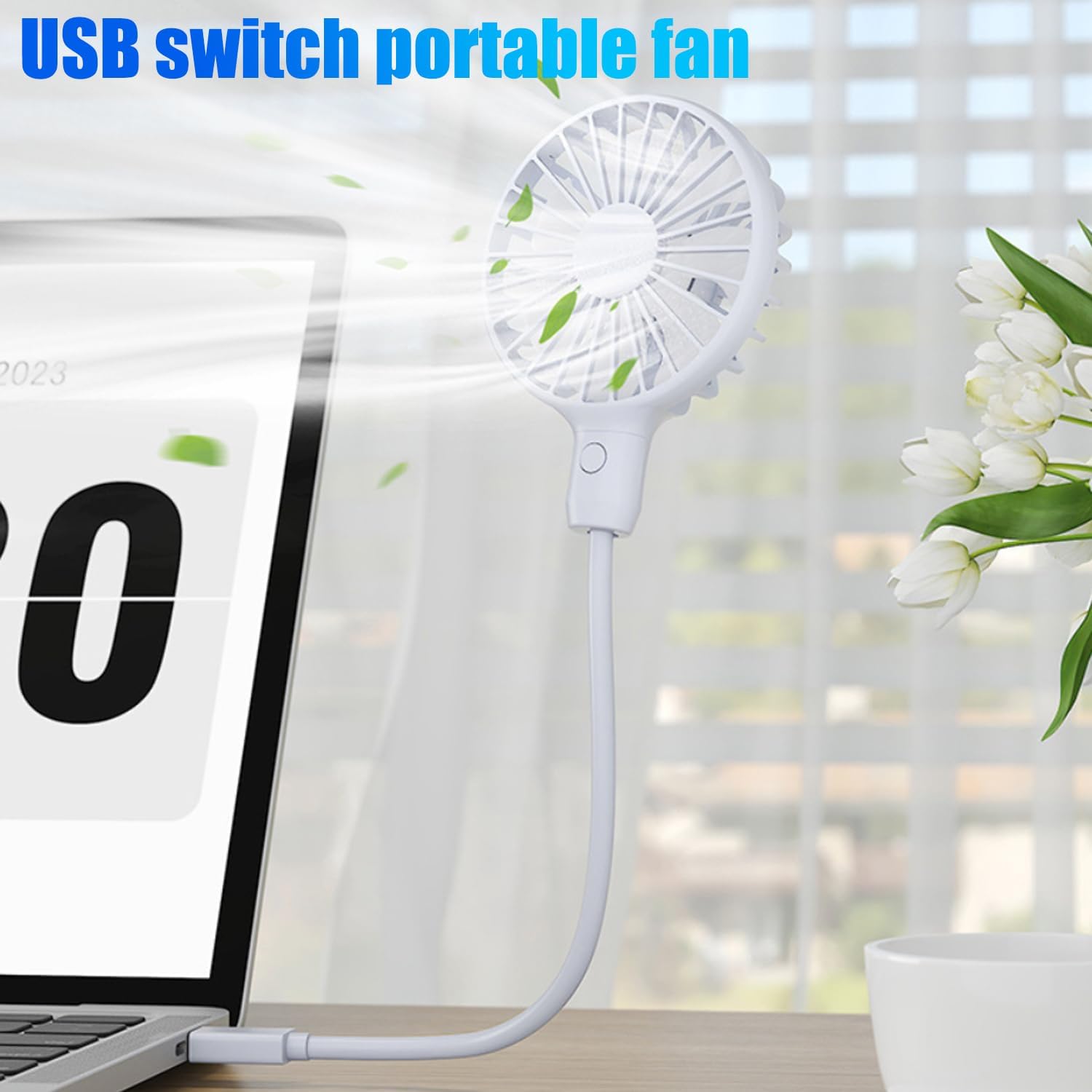 Portable Handheld Fan with Switch Silent Cooling PC Wireless Mini Play Plug USB Plug-in Fans Summer Outdoor Travel,33.5 * 8cm