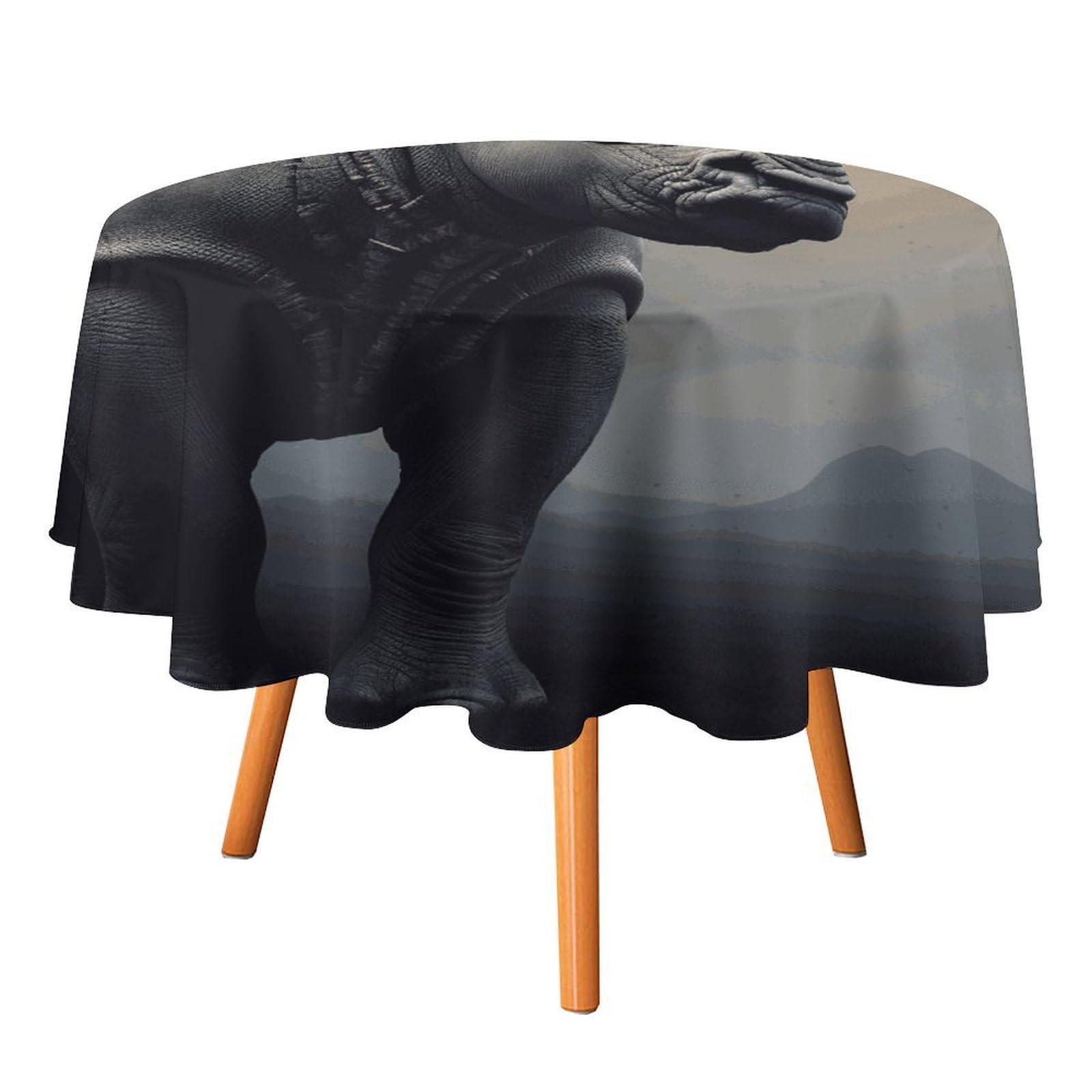 SMAZDFXX Rhino Tablecloth 70x70in Round Table Cloth Durable Polyester, Washable Stain Resistant Table Cover for Indoor Outdoor (Picnic, Dining, Party)