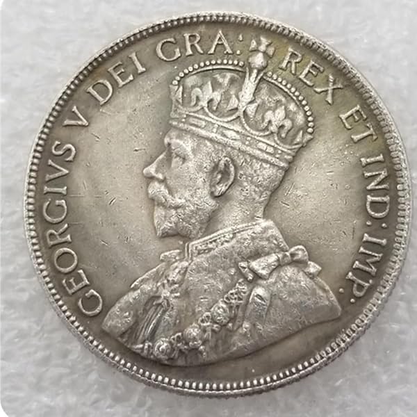 Antique Canadian Silver Coins, Lucky Maple Leaf Silver Coin Collection, Canada Ancient Coin for Collectors, Vintage Commemorative Gifts (1921 George V-50 C) - 3