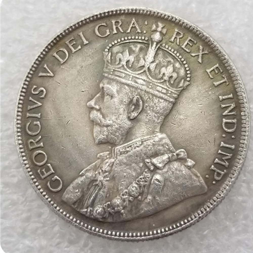 Antique Canadian Silver Coins, Lucky Maple Leaf Silver Coin Collection, Canada Ancient Coin for Collectors, Vintage Commemorative Gifts (1921 George V-50 C) — view 3
