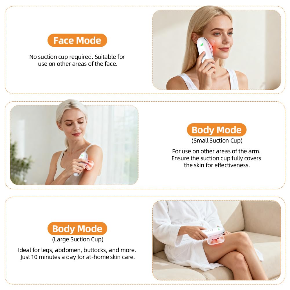 Aolso Masseur Anti Cellulite à Ventouse Électrique Palper, Quatre en un Ventouse Electrique Anti Cellulite, EMS Appareil Massage Infrarouge Minceur pour Visage, Ventre, Cuisses, Bras, Jambes