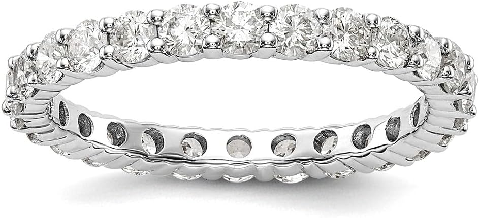 JewelryWeb 14k White Gold Lab Grown Diamond SI1 SI2 G H I Shared Prong Eternity Band Ring Size 7.00 Eternity Ring for Women and Men