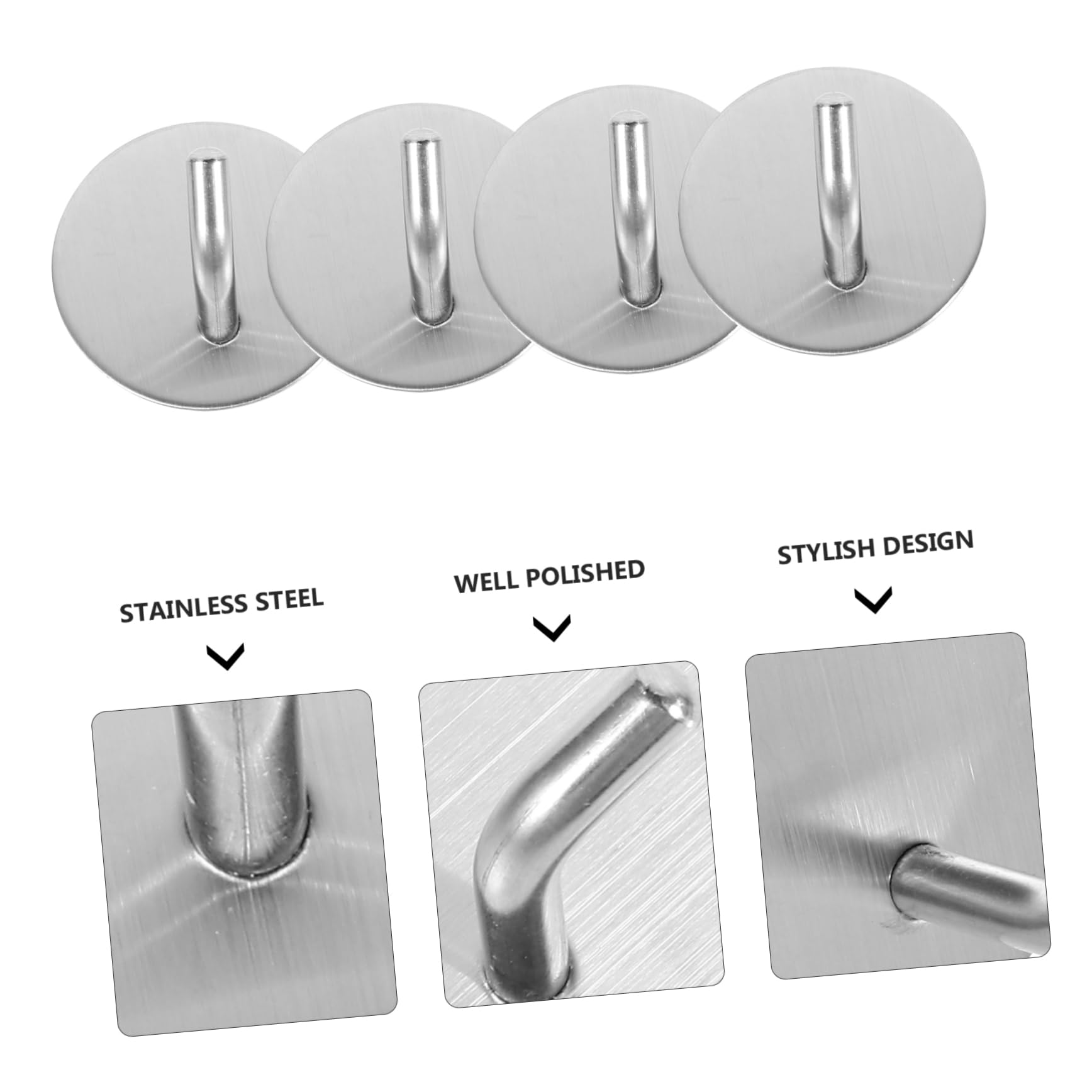 jojofuny 12piezas Ganchos Adhesivos Inoxidable Para Colgar Cocina y Baño Soporte Autoadhesivo Para De y Organización