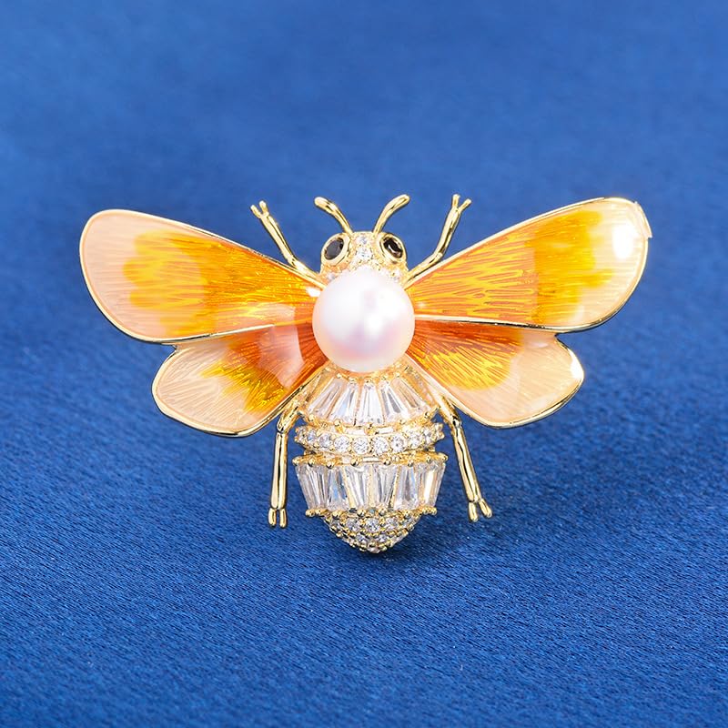 Image of Little Bumble Bee Brooch Pins for Women Rhinestone Yellow Insect Lapel Pin Denim Jacket Suits Accessories Jewelry Gifts