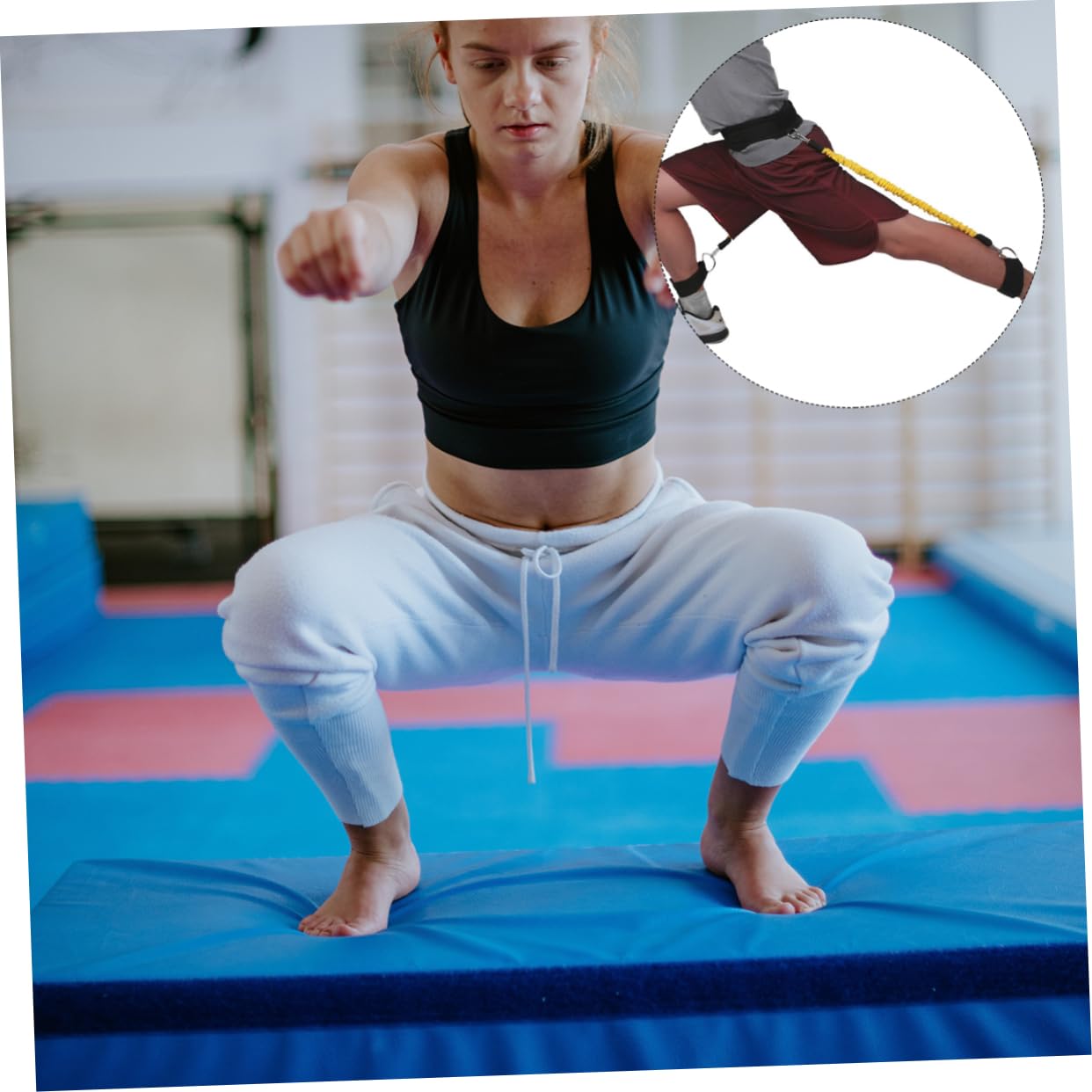 POPETPOP Elastico Palestra per Gambe in Lattice Leggero da 50 Libbre Set 1 per Allenamento Squat Palestra per Costruire Forza e Resistenza