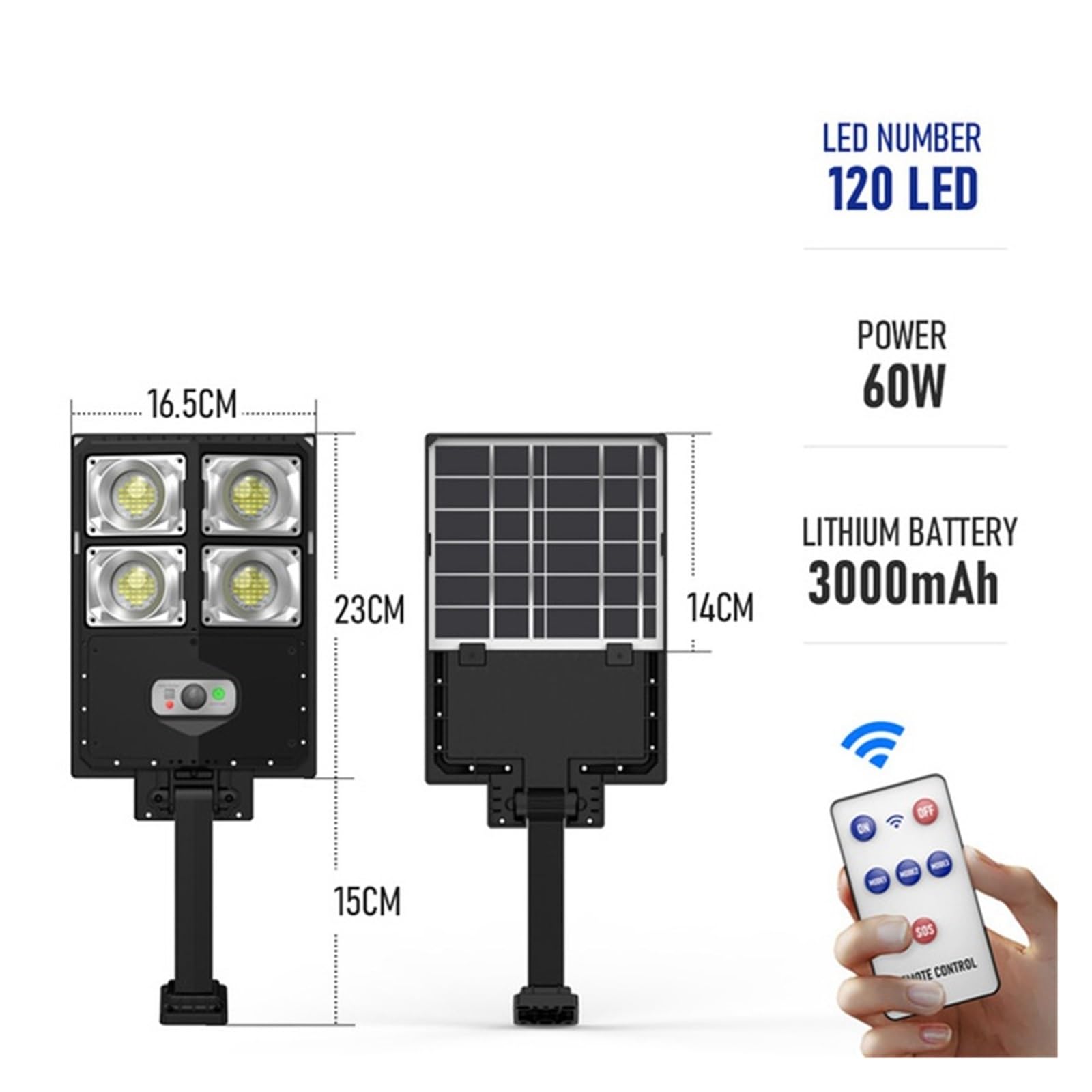 Lampy Solarne Zewnątrz, 504 LED Solar Street Lights Zewnętrzny czujnik ruchu słonecznego o dużej mocy Kinkiet Yard Garaż Ogród Bezpieczeństwo Zdalne światło powodziowe,Do ogrodu, ulicy, werandy(120LE
