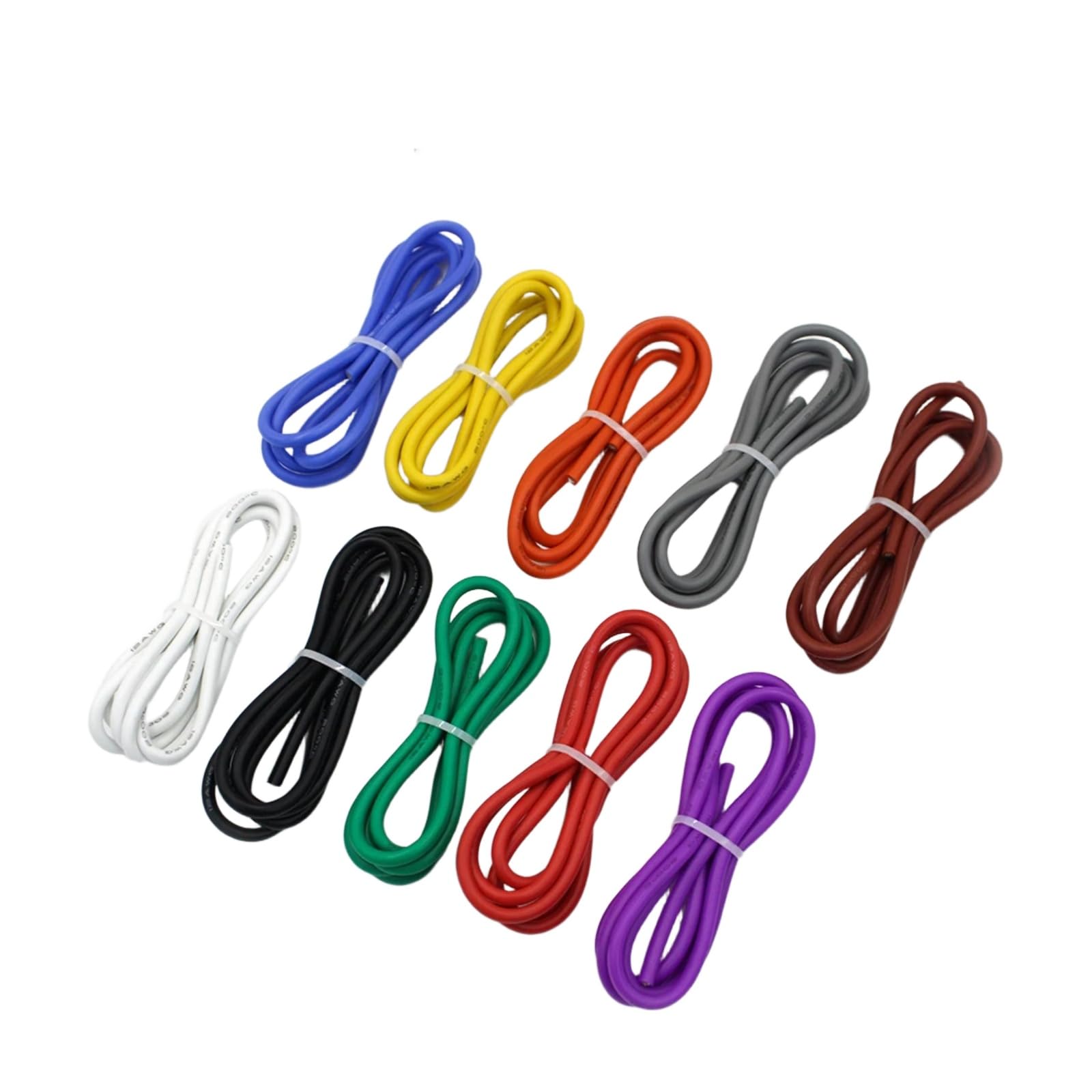 Cable de silicona de 10 AWG 12 AWG 14 AWG 16 AWG 18 AWG 20 AWG 2,5 mm 0,75 mm cuadrado alambre (10 colores; 10 m; 16 AWG 1,27 mm)