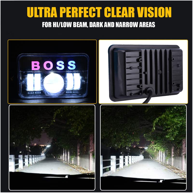 Image of AllExtreme 4 LED BOSS Headlight 50W 1 Projectorlamp DRL Light with Heat Dissipation Bright Beam Compatible with Splendor Bike Motorcycle