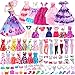 Chennyfun 49 Kleidung für Puppen = 4 Kleider + 5 Fashion Kleidung Outfit + 5 Mini Kleider + 3 Badeanzug + 10 Schuhe + 22 Zubehör, Röcke Puppenzubehör Outfit Kleidung für 11,5 Zoll Mädchen Puppen