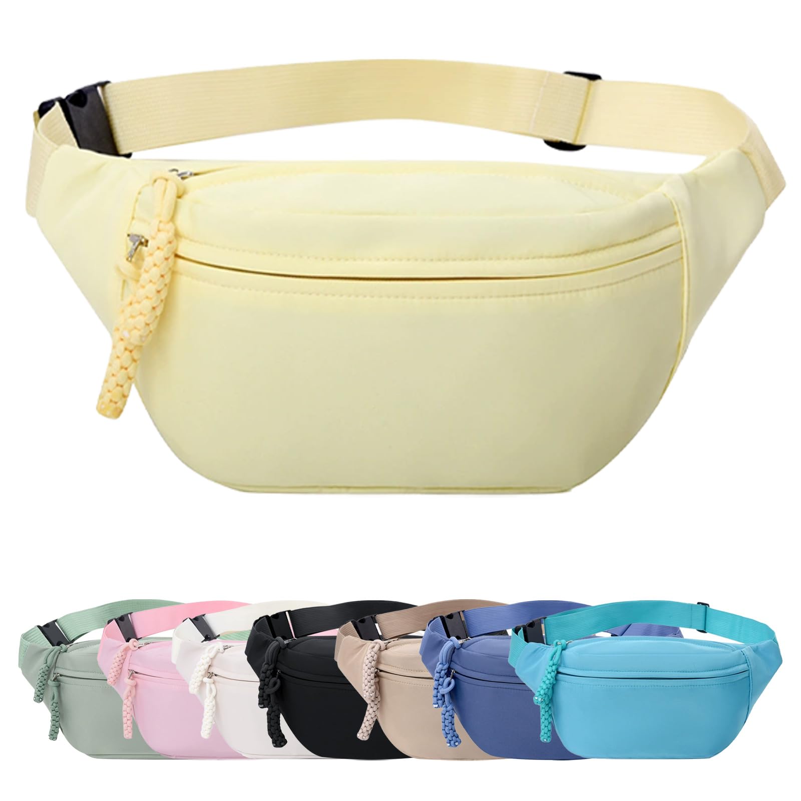 Mayoii Bumbags for Ladies, Fanny Pack for Women Men with Adjustable Belt, 2-Zipper Pockets, Large Capacity, Lightweight Waist Bag Suitable for Daily Use (A-Yellow) — image 1