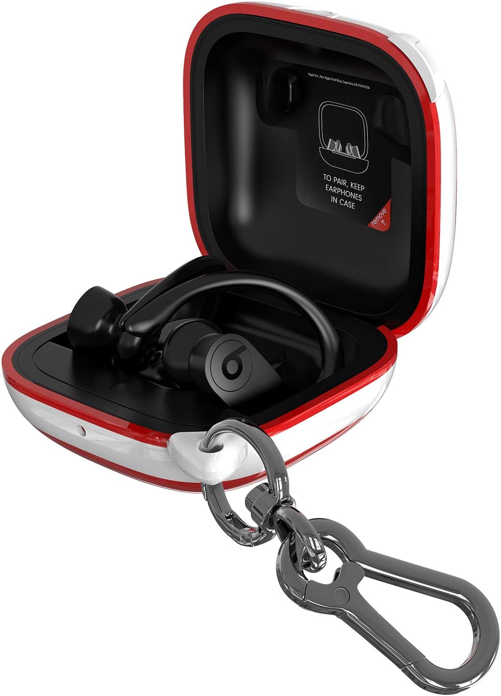 Cover Compatible with Powerbeats Pro Case, Full Protective Shockproof Anti-Slip Silicone Case for Beats Powerbeats Pro 2020 (White Edge+Red)