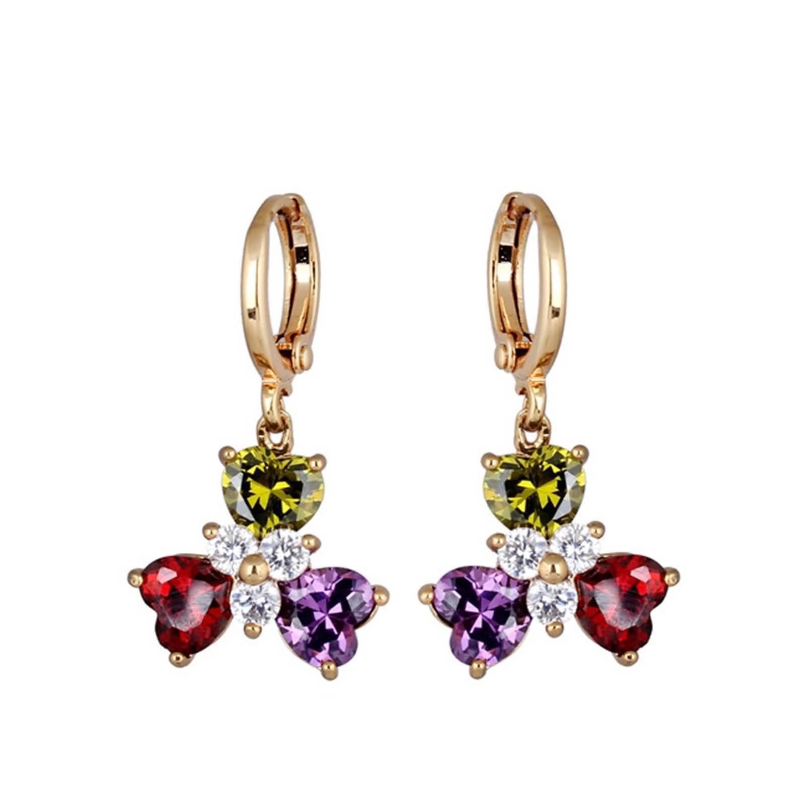 Orecchini Oro 9 Carati / 14 Carati / 18 Carati 750 Donna, Cuore con Moissanite, Orecchini Sposa Matrimonio a Pendente Donna Oro