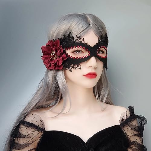 Máscara de Halloween para mujer, máscara de media cara de conejito de ciervo, araña, con velo, máscara de gasa para Halloween