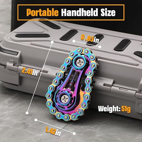 Miniatura 7 de Cool Sprockets Fidget Chain, Fidget Spinner Juguetes para niños y adultos, engranajes de cadena de bicicleta sensoriales de metal, novedad EDC,