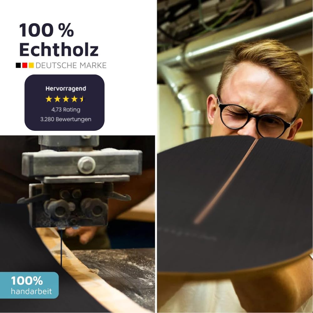 WAHU Balance Board Black Schwarz | 3in1 Set | Surf Balance Board aus 100% Holz mit Rocker Shape & Rolle | Gleichgewichtstrainer für Kinder & Erwachsene | Fitness & Spaß Zuhause