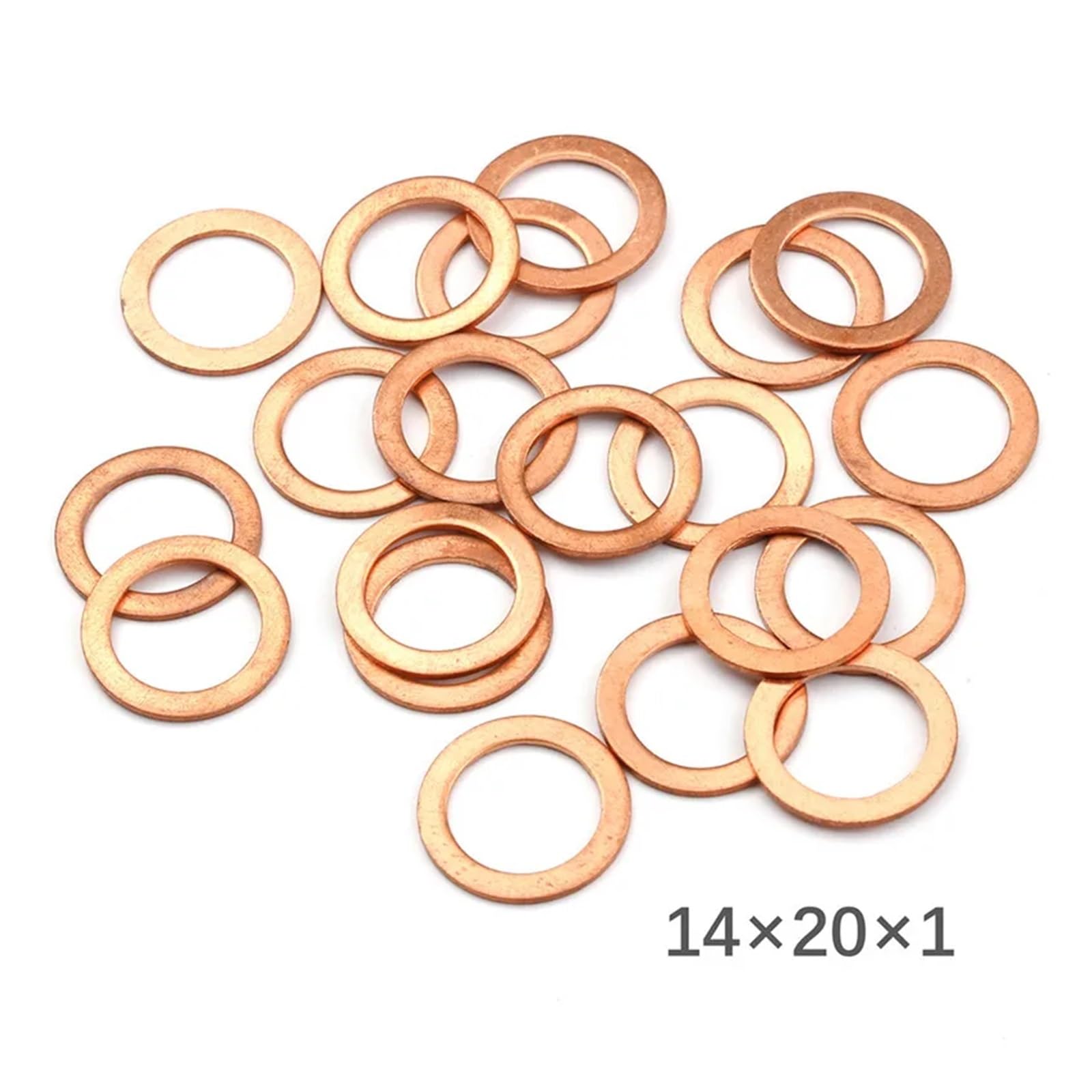 Unterlegscheiben, Kupferscheiben, 20 Stück 14 x 20 x 1 mm Flachring-Dichtungssatz, Kupferscheibe, solide Dichtung, Ölwanne, Öldichtung, Werkzeug, Armaturen for Generatoren, Maschinen