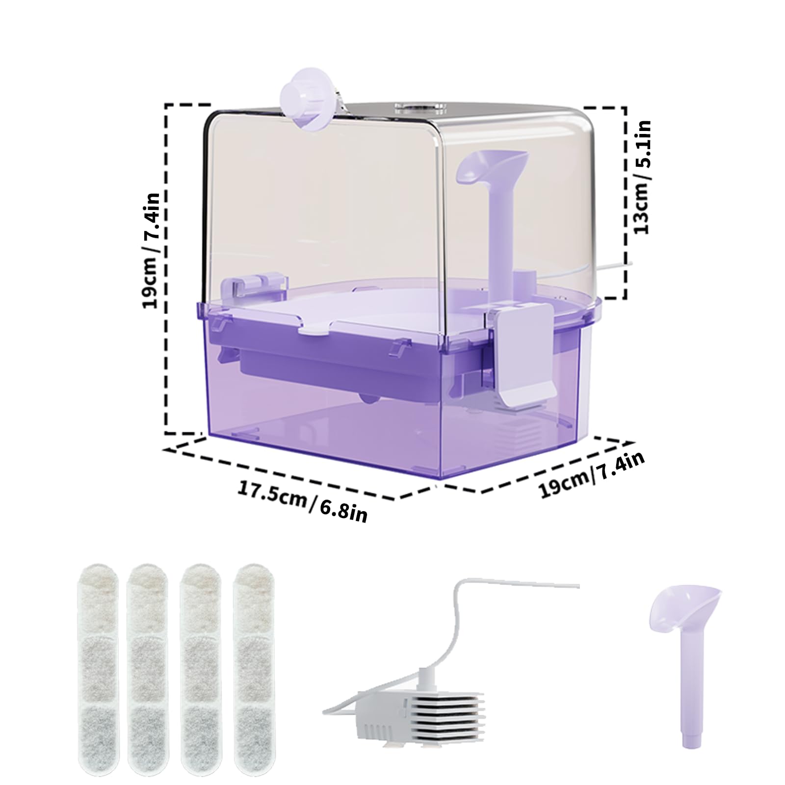 Vasca automatica per uccelli per gabbia, vasca da bagno per parrocchetti da interno con pompa, doccia per uccelli con 2 modalità di corsa, acqua, accessorio per gabbia per uccelli, conuri